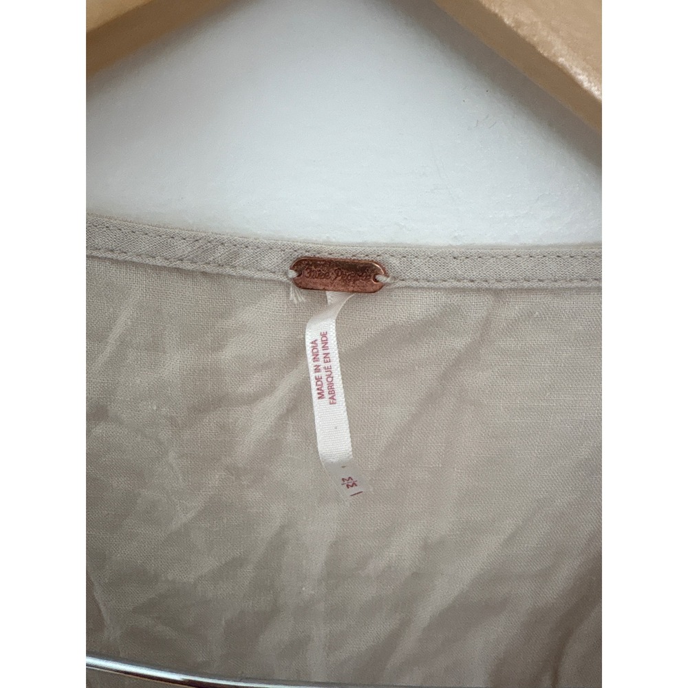 Free People Tan Linen Blend Tie Front Cropped Vest Size M - Picture 2 of 4